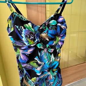 Fantasie Floral Print Spaghetti Tankini top NWT